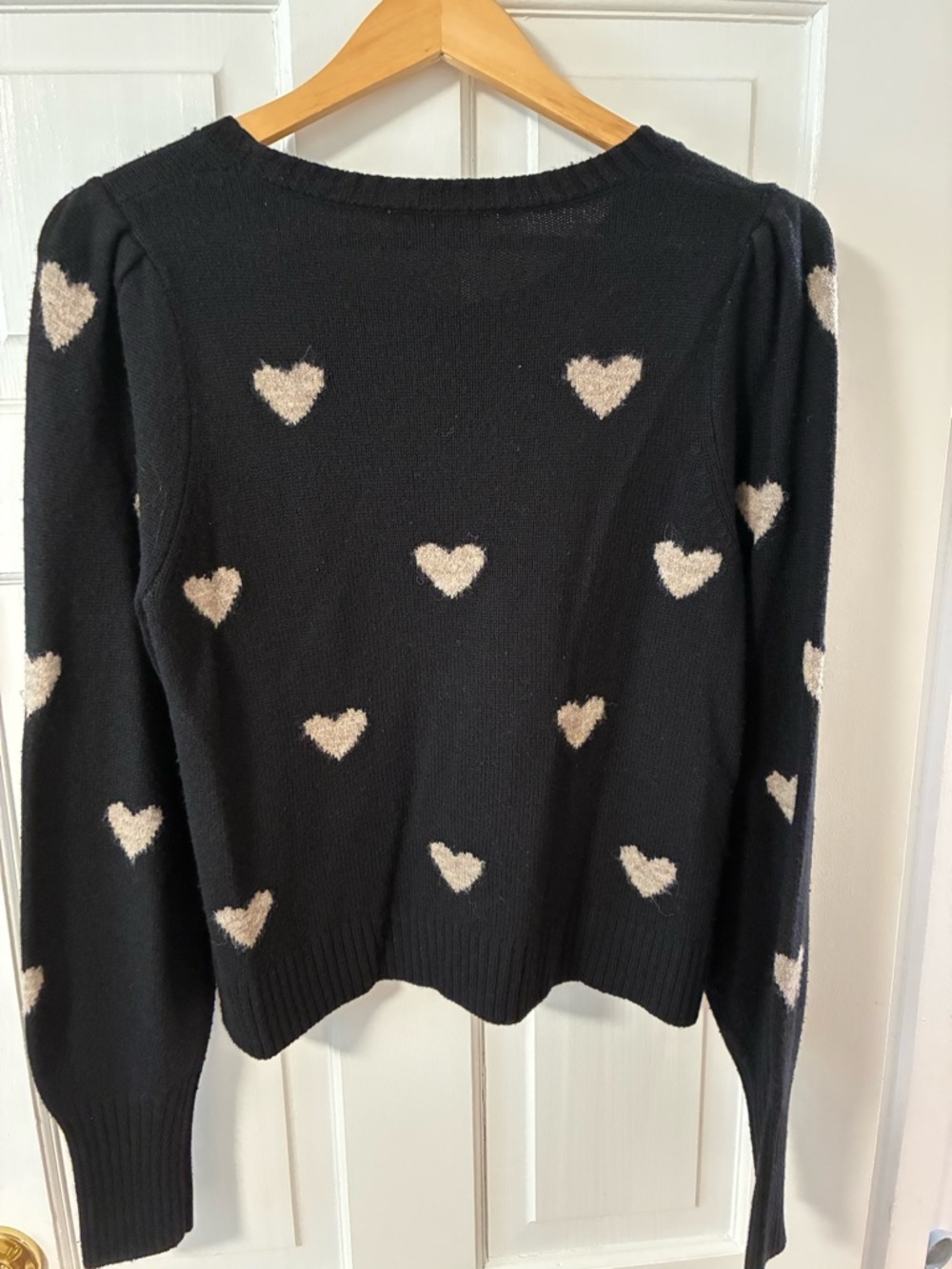 Splendid Black Crewneck Sweater with Cream Heart Motif - Picture 2 of 3